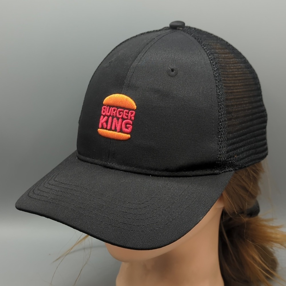 Burger King Trucker Hat Crew Adjustable Snapback Black Orange Cap